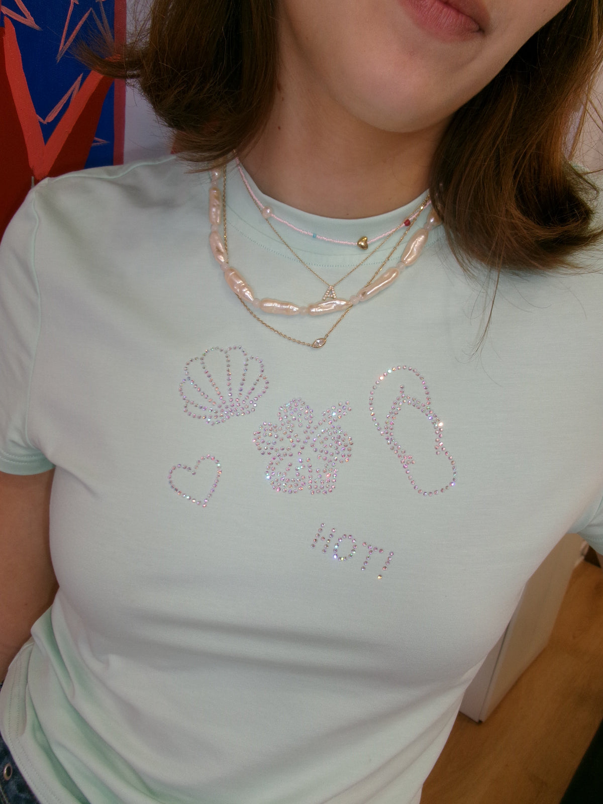eeyo x lidos baby tee - TEAL ₊˚⊹♡